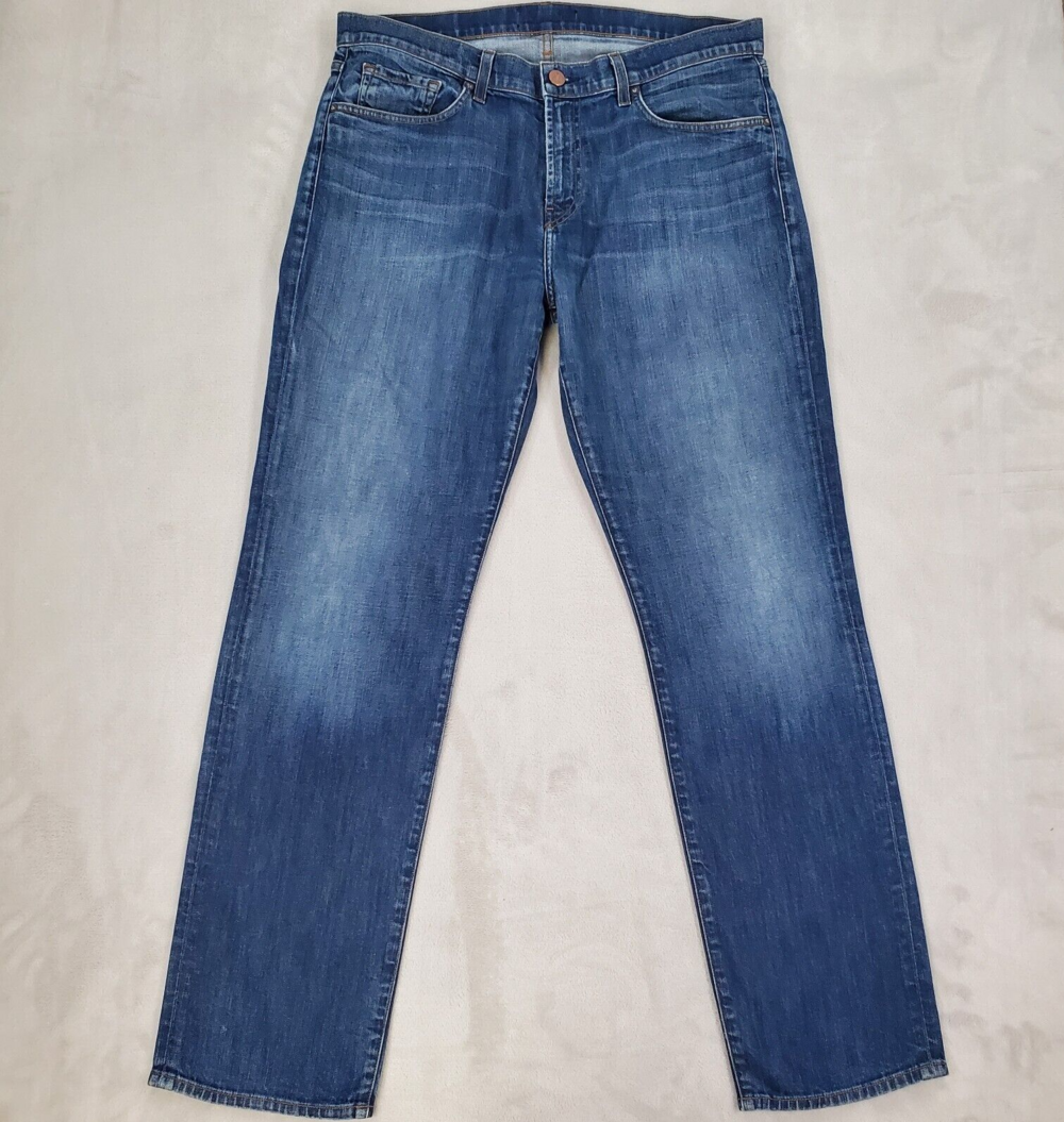 J Brand Jeans Cole Mens 36x33 Regular Straight Blue Stretch Denim Made in USA